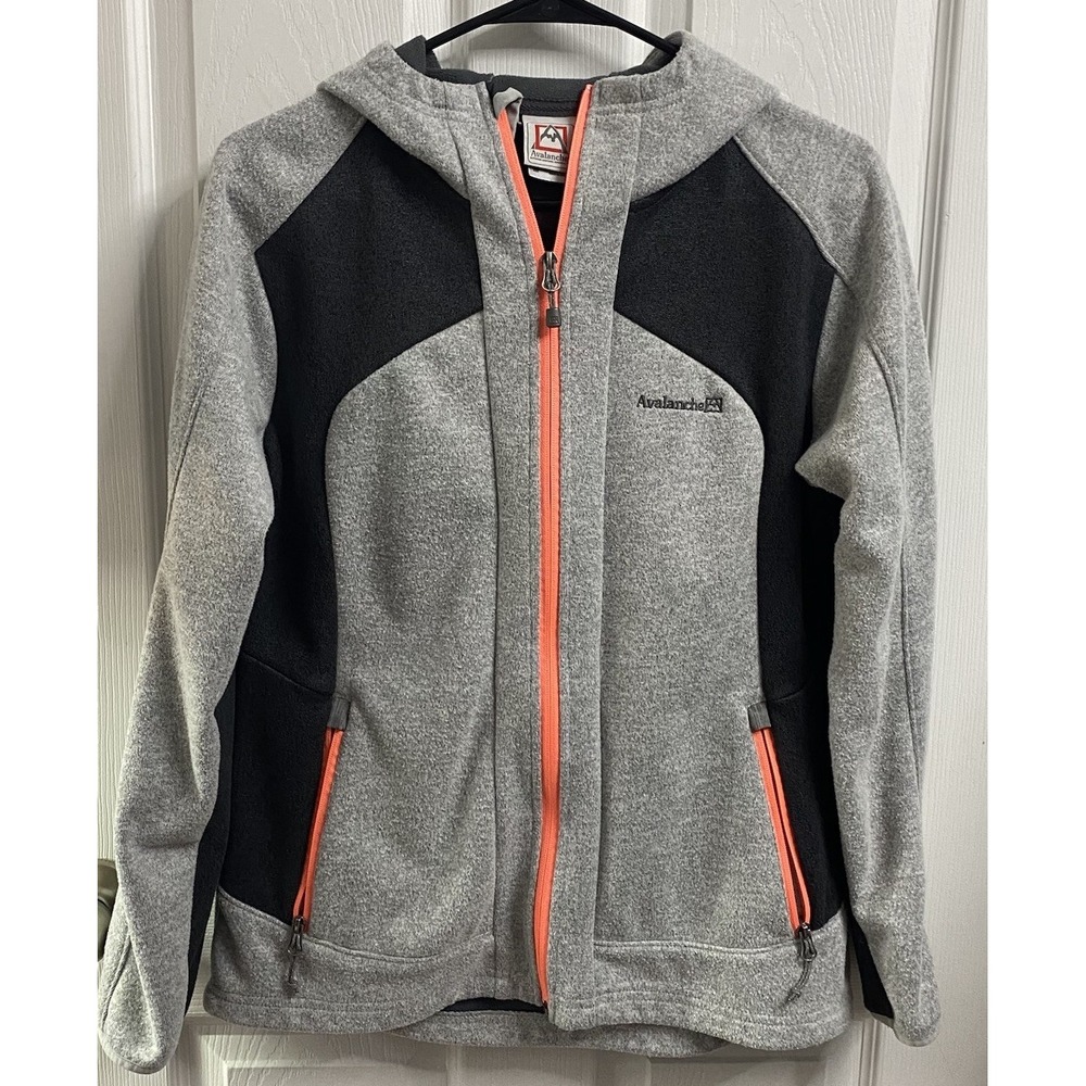 Avalanche Men Gray & Black Two Tone Zip Up Hoodie Jacket Fleece Coat EUC-M